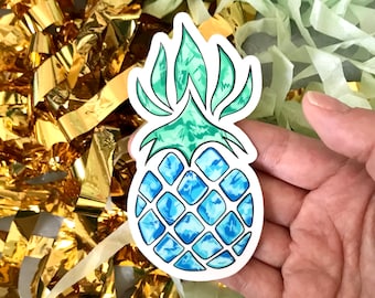 Pineapple Sticker: Cool Blues