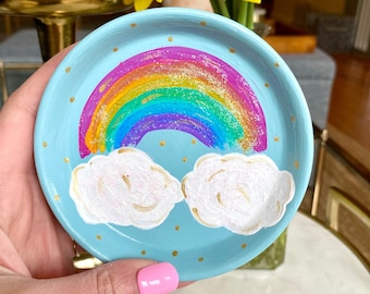 Hand-Painted Jewelry Dish: Rainbow Dish #2