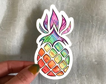 Pineapple Sticker: Pastel Rainbow