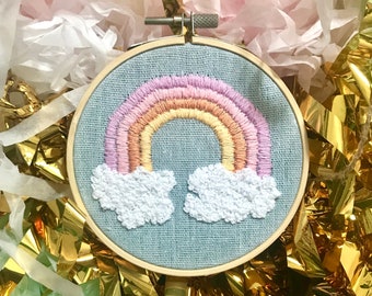 Embroidery Art: Pastel Rainbow