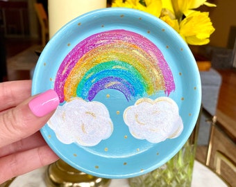 Hand-Painted Jewelry Dish: Rainbow Dish #3