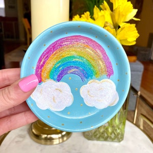 Hand-Painted Jewelry Dish: Rainbow Dish 3 image 1