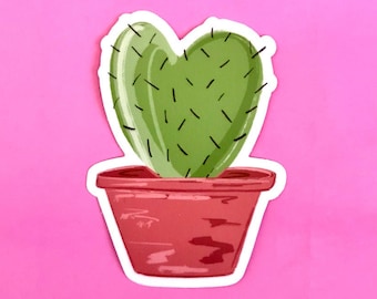 Heart Cactus Sticker