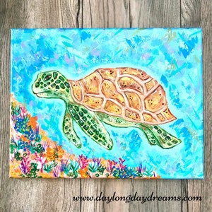 Turtle Original Painting: Under the Sea Sea Turtle Ocean Art image 6