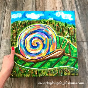Snail Original Painting: &quot;Sunlit Snail&quot; (Rainbow Snail Art)