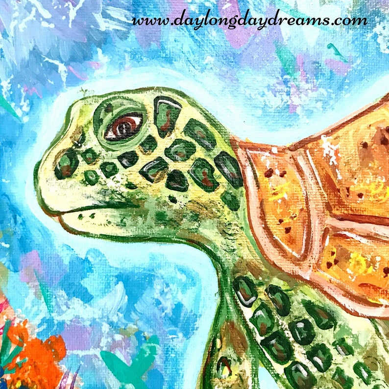 Turtle Original Painting: Under the Sea Sea Turtle Ocean Art image 4