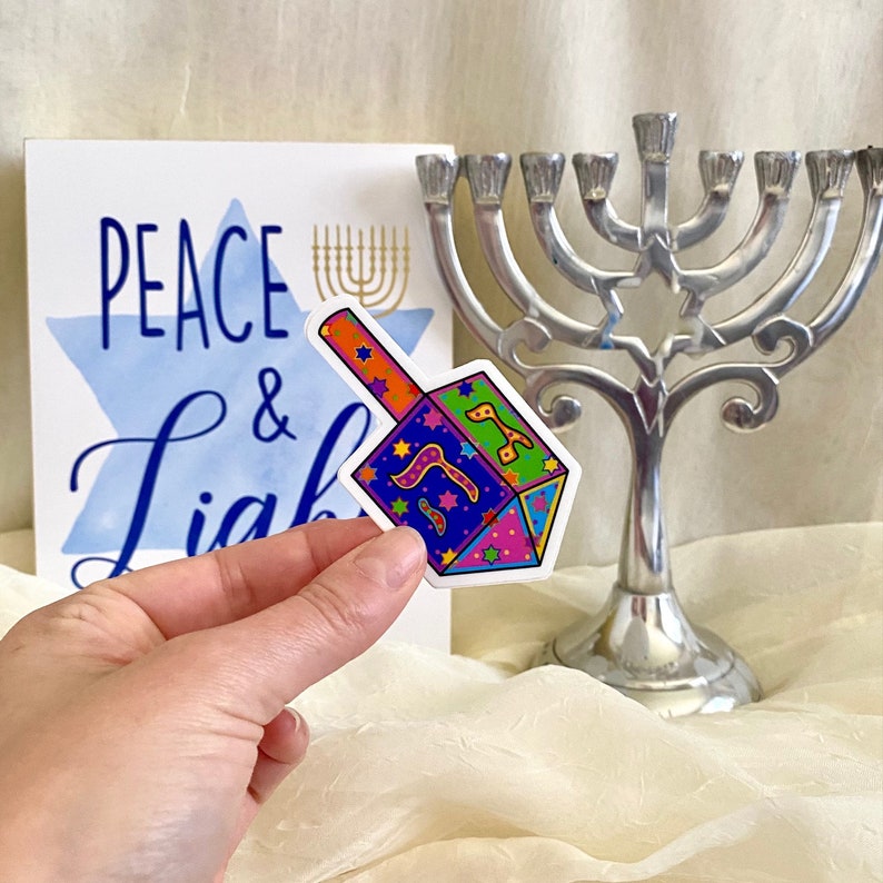 Hanukkah Sticker: Rainbow Dreidel image 2