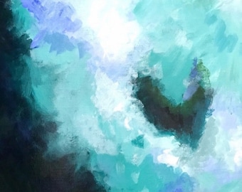 Original Painting: "At Peace" (Turquoise Abstract Art)