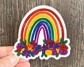 Rainbow Floral Sticker