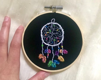 Embroidery Art: Rainbow Dream Catcher