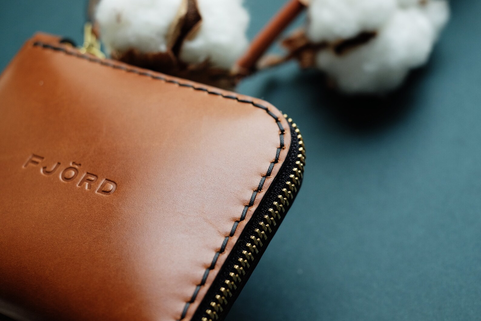 Monedero de cuero medio cremallera inglés bronceado / Cartera Etsy