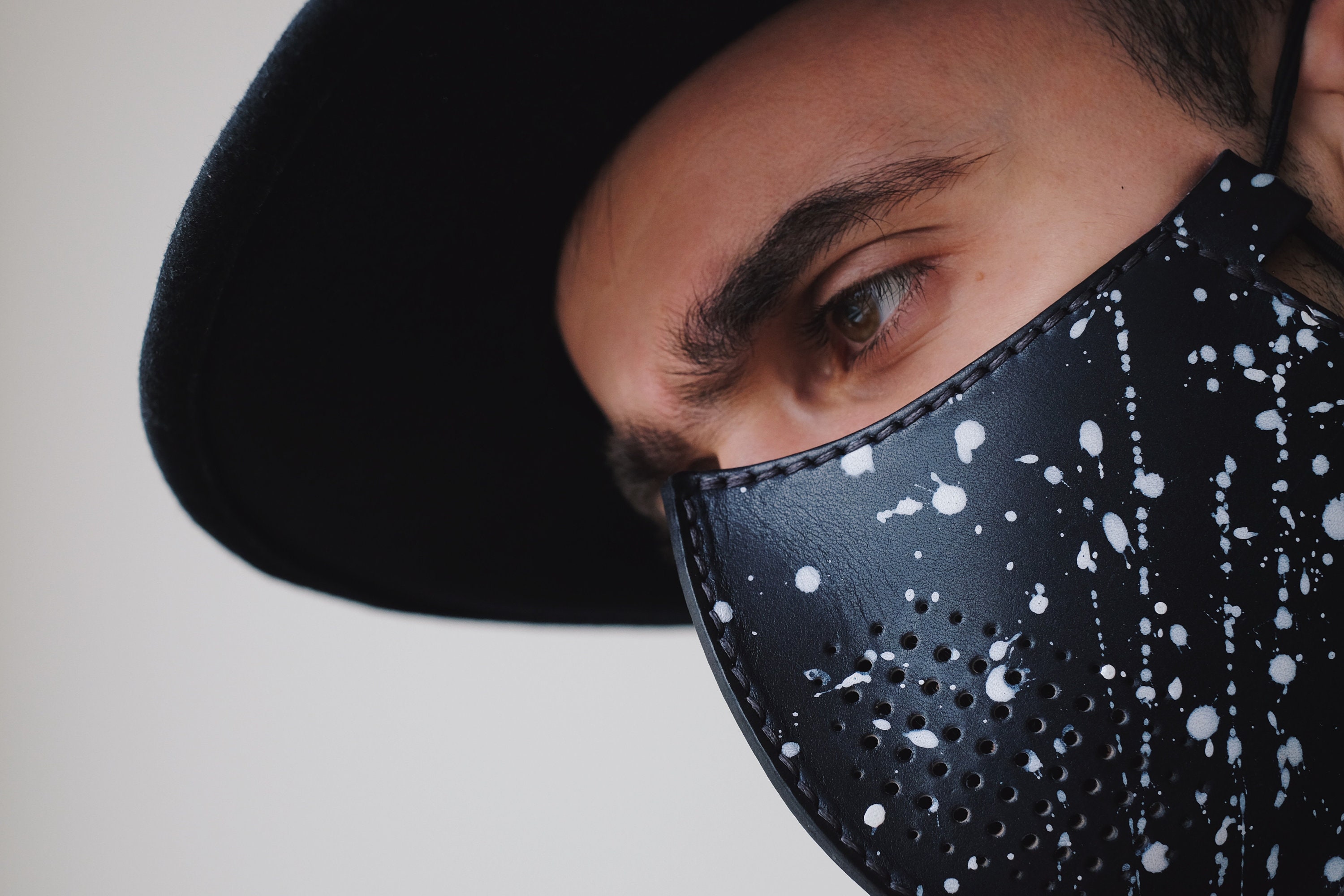 Leather Face Mask Dark Navy / Leather Face Mask With Filter / Etsy