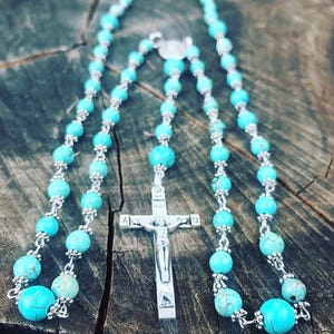 Traditional Turquoise Catholic Rosary Beads ~ Stone Rosary Beads ~ Catholic Gift ~ Rosary For Her ~ Rosary For Him