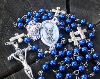 Police Officer Catholic Rosary - Police Man Gift - Police Officer Gift - Police Prayer - Police Badge - Police Gifts -Saint Michael Rosary