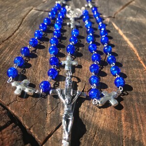 Men's Handmade Saint Michael Catholic Rosary Beads. Masculine Rosary. Blue Catholic Rosary. Catholic Gifts. image 6