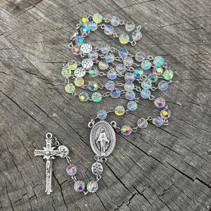 Genuine Austrian Crystal Catholic Rosary ~ Crystal Rosary Beads  ~ Clear Crystal Rosary ~ Catholic Rosary ~ Miraculous Mary ~ Women's Rosary