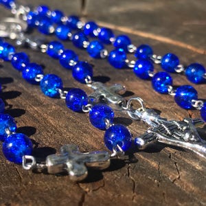 Men's Handmade Saint Michael Catholic Rosary Beads. Masculine Rosary. Blue Catholic Rosary. Catholic Gifts. afbeelding 9