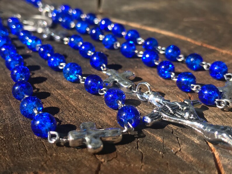 Men's Handmade Saint Michael Catholic Rosary Beads. Masculine Rosary. Blue Catholic Rosary. Catholic Gifts. image 9