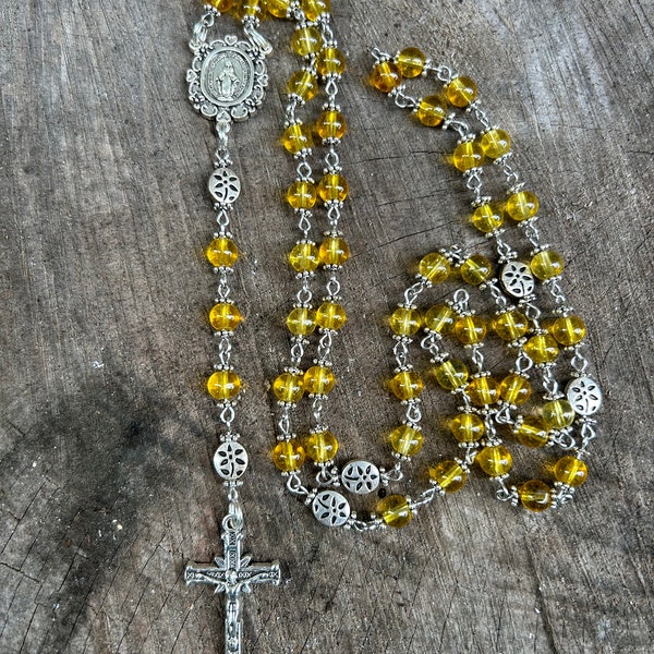 November Birthstone Catholic Rosary Beads, Catholic Prayer Beads. Women’s Rosary, Genuine Citrine Rosary Beads.