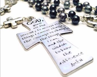 Serenity Prayer Rosary.  Serenity Prayer Catholic Rosary. Serenriy Prayer Gift. AA Gift. Sobriety Gift. Recovery Gift. Recovery. Sobriety