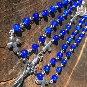 Men's Handmade Saint Michael Catholic Rosary Beads. Masculine Rosary. Blue Catholic Rosary. Catholic Gifts. afbeelding 5