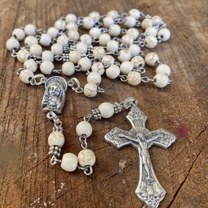 Catholic Rosary Beads With White Turquoise ~ Gift For Her ~ Catholic Gift ~ Gift For Mom ~ White Rosary Beads ~ White Rosary Beads ~ White