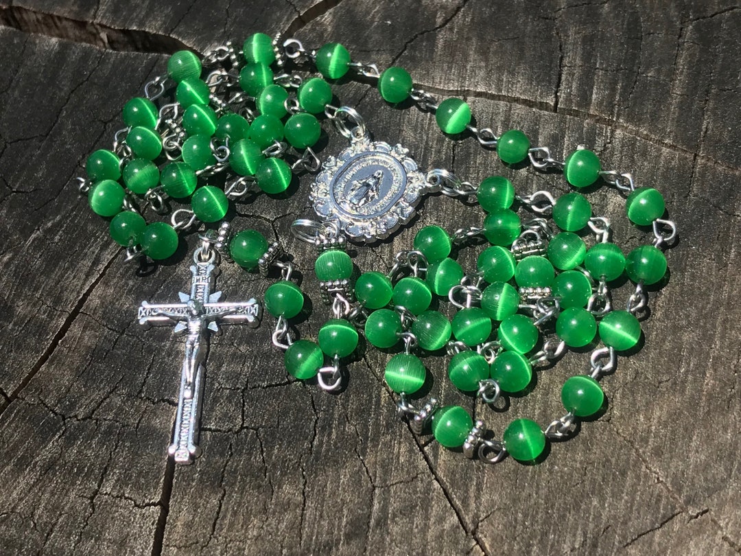 Emerald Green Catholic Rosary Beads ~ Green Catholic Rosary Beads