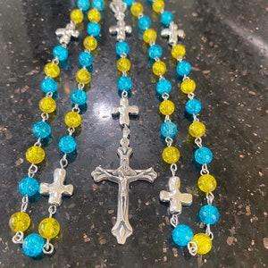 Catholic Rosary ~ Yellow and Turquoise Colors ~ Catholic Rosary Beads ~ Rosary
