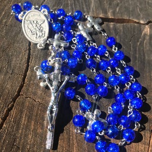 Men's Handmade Saint Michael Catholic Rosary Beads. Masculine Rosary. Blue Catholic Rosary. Catholic Gifts. image 3