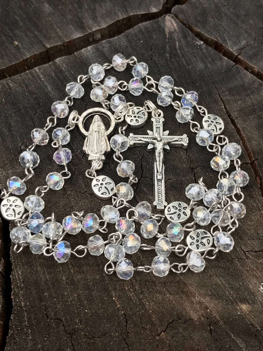 Crystal Catholic Rosary. Crystal Rosary Beads. Crystal Prayer Beads