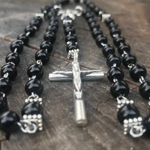 Black Catholic Rosary~ Rosay Beads ~ Mens Rosary Beads ~ Masculine Rosary ~ Catholic Gift ~ Black Rosary ~