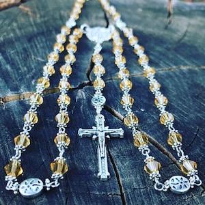 November Birthstone Catholic Rosary Beads, Catholic Prayer Beads. Topaz Rosary, Citrine Rosary Beads.
