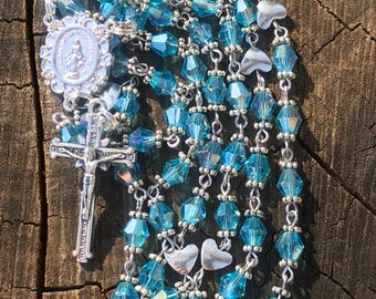 March Birthstone Catholic Rosary, March Rosary, Auqamarine Catholic Rosary Beads, Catholic Gift