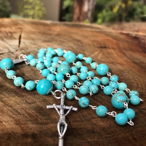 Turquoise Catholic Rosary.  Howlite Stone. Prayer Beads, Rosary Beads, Rosary. catholic Rosary Beads. Catholic Rosary. Turquoise Rosary