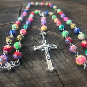 Catholic Rosary Colorful Woman's Rosary ~ Catholic Rosary beads ~ Prayer beads ~ Rosary necklace Rainbow Rosary