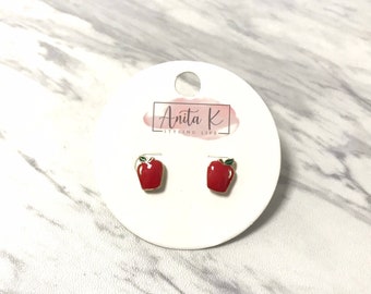 Enamel Apple Stud