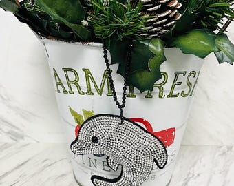 Kristall Delfin Weihnachtsverzierung-Handmade funkelnde Baumdekoration-Ozean Thema Weihnachtsgeschenk mit Kristallschleife-Holiday Luxe Geschenk