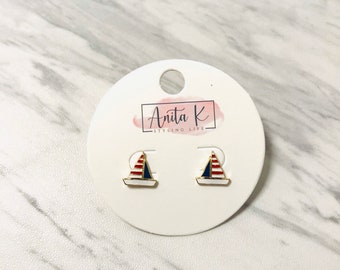 Enamel Sailboat Stud