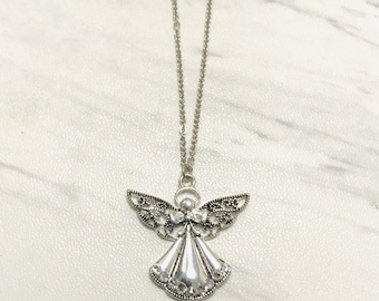 Zilveren engel met Swarovski kristal ketting-vakantie-handgemaakt