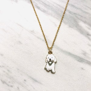 Collier à pendentif chien de berger anglais vieil émaillé