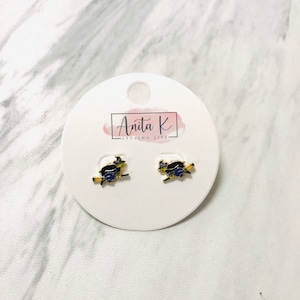 Enamel Witch on a Broom Stud