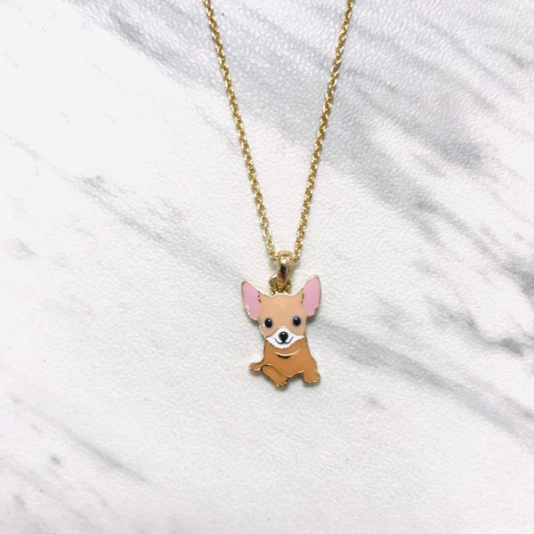 Collier Pendentif Chihuahua en émail