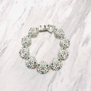 Enamel Snowflake with Crystal Magnetic Bracelet-Christmas Bracelet-Handmade Jewelry-Handmade Gift