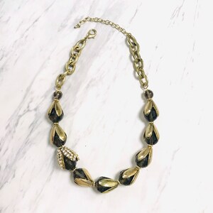 SQ & Burnished Gold Statement Necklace-Handmade Jewelry-Semiprecious Necklace