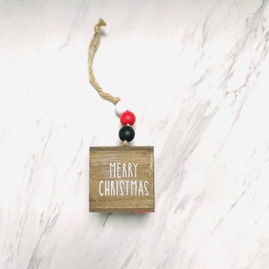 Red & Black Buffalo Plaid Camper Cube Ornament-Wood Ornament-Buffalo Check Decor-Christmas Ornament