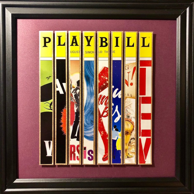 Custom Broadway Playbill Framed Art Collage Personalize It Maroon