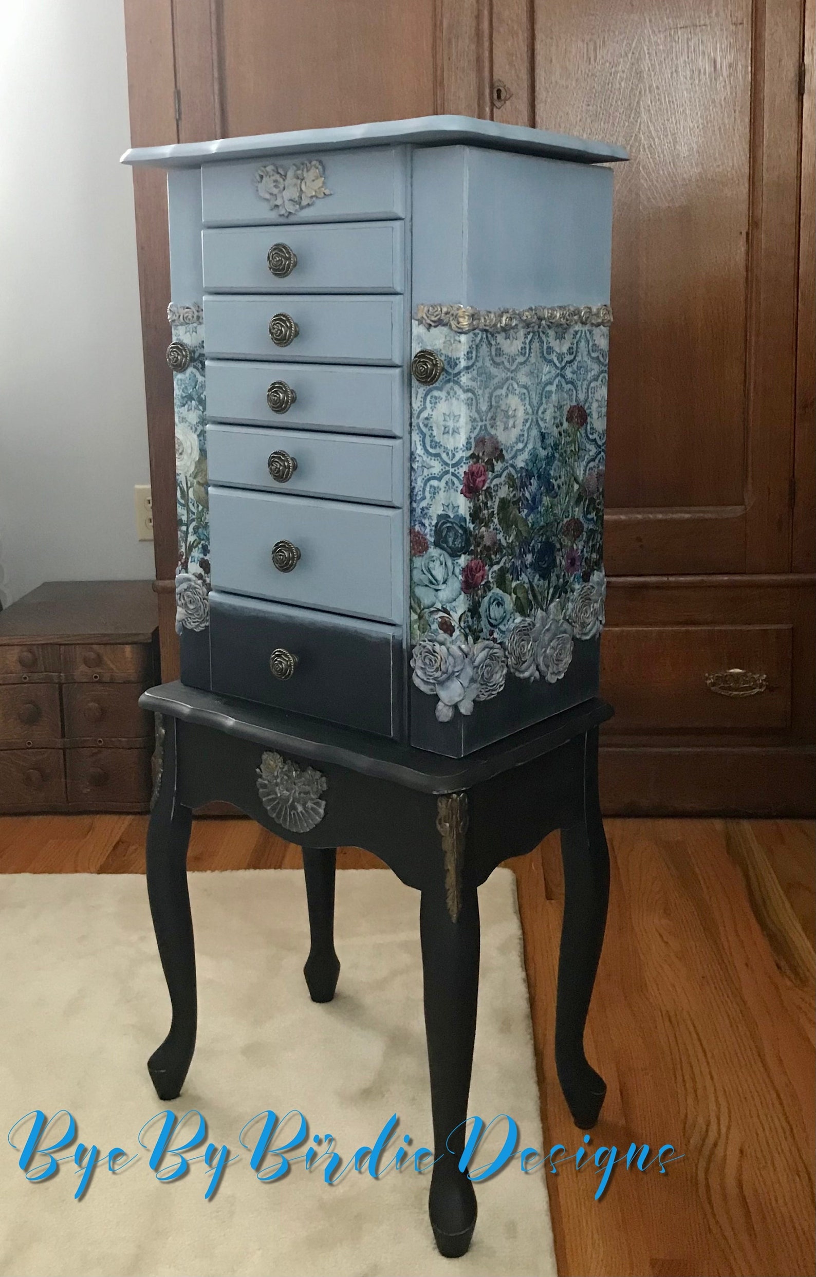 French Country Jewelry Armoire / Upcycled Vintage Shabby Chic Etsy