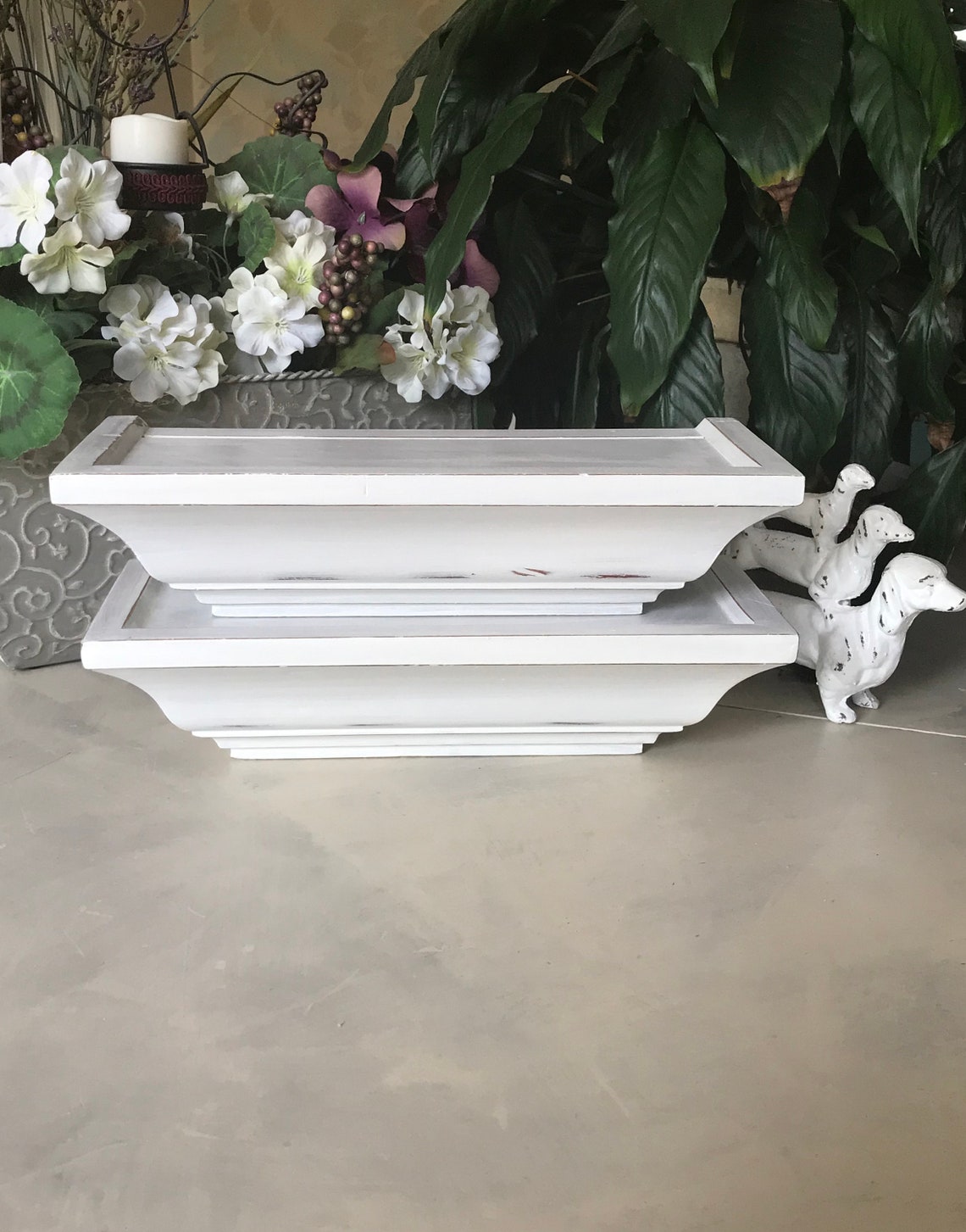 Upcycled French Country Wall Shelves / Vintage Shabby Chic Etsy