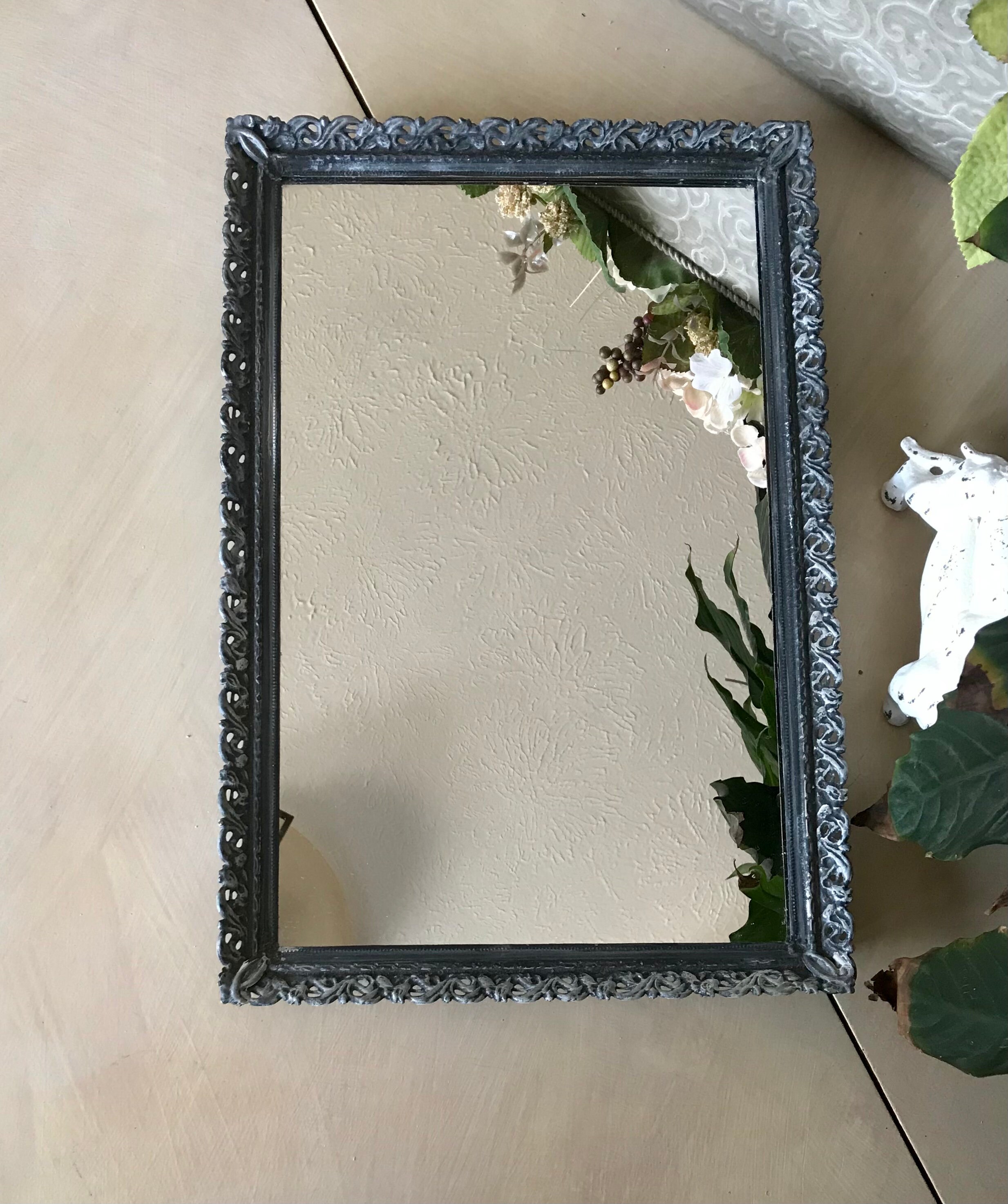 Cottage Style Vanity Mirror Tray / Upcycled Vintage Shabby Etsy