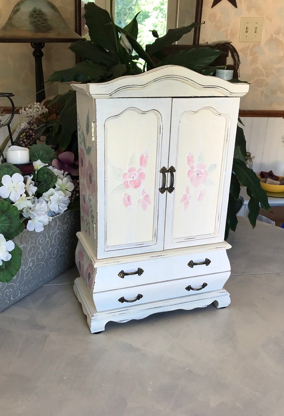 French Country Jewelry Armoire Upcycled Shabby Chic Jewelry Etsy